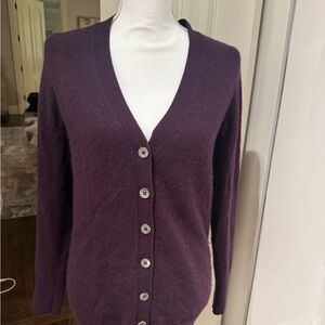 Bloomingdale's Cashmere Deep Purple Cardigan Sweater